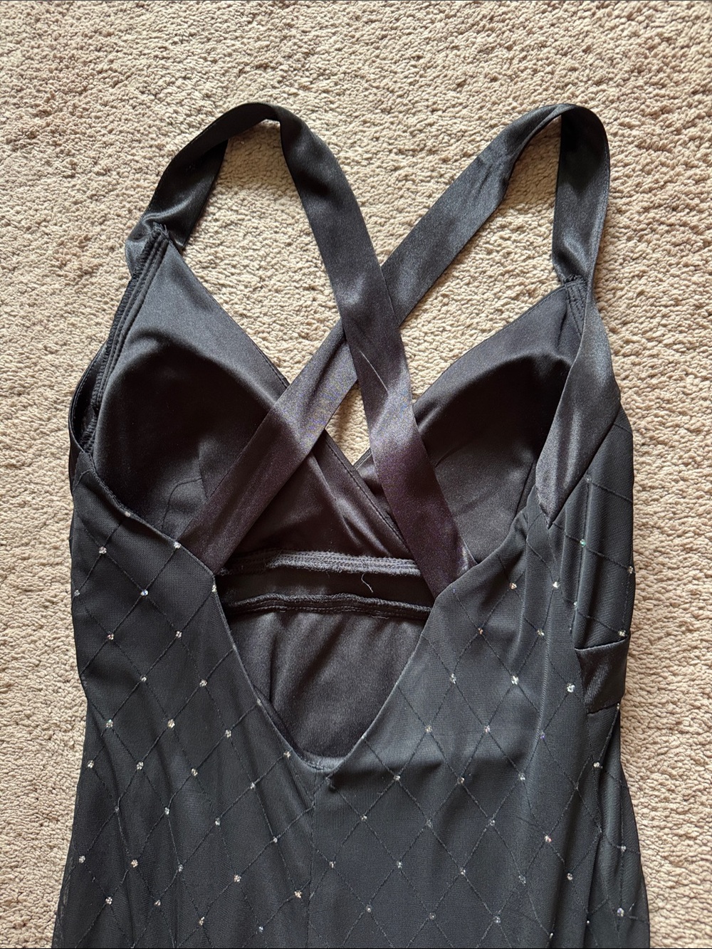 Dress Barn Black Babydoll Glitter Diamond Print Formal Midi Dress. Size 8 - Picture 10 of 11